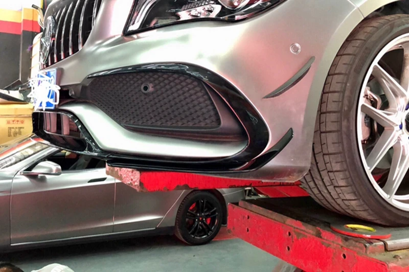 For Mercedes Benz CLA Class CLA45 AMG Sports Version- Gloss Black Front Bumper Lip Spoiler Splitters Canards Vents 8Pcs