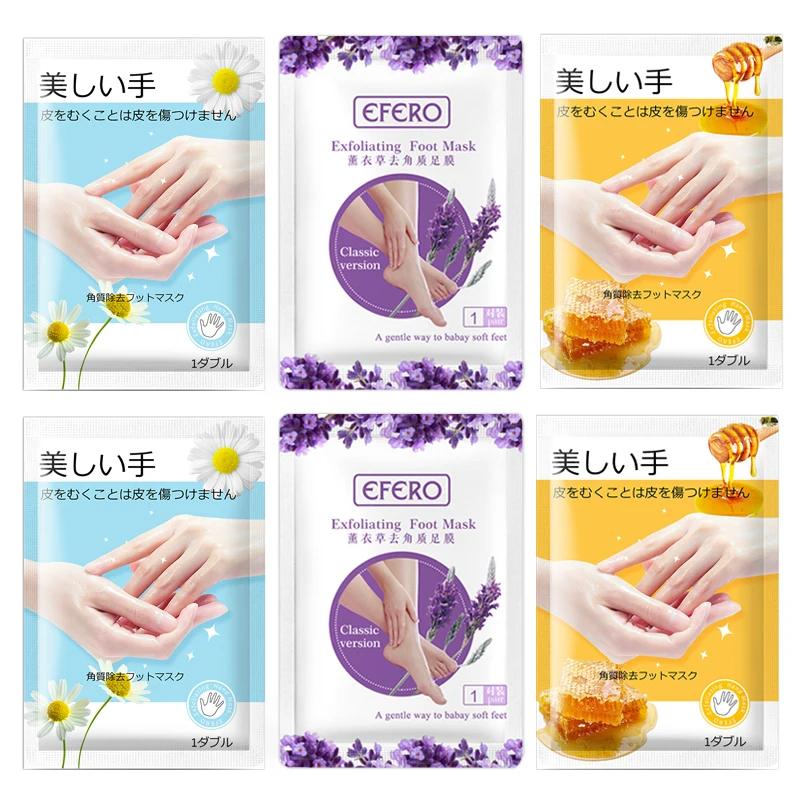 

4Pack Hand Mask Whitening Anti Dry Rough Moisturizing Hand Spa Gloves + 2Pack Exfoliating Foot Mask Peeling Masks Dead Skin Care