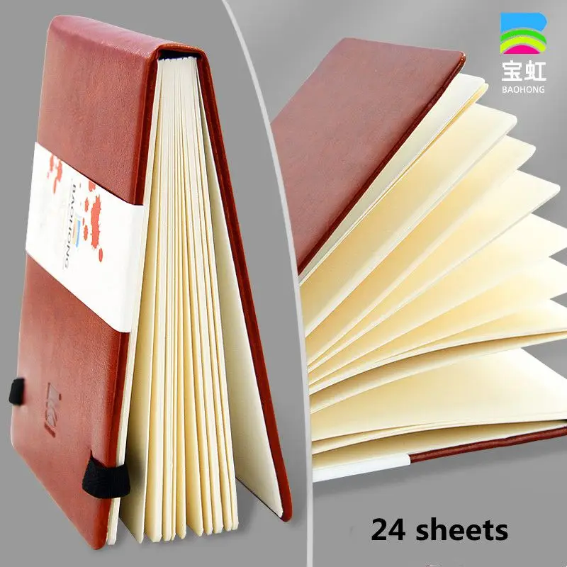 Baohong 100 % Baumwolle PU-Aquarellpapier, 300 g, 24 Blatt, tragbares Reise-Aquarell-Skizzenbuch, Acuarelas-Kunstbedarf – Detail 3