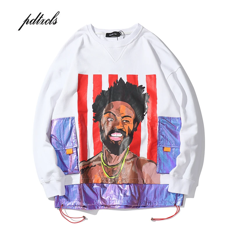 Sudaderas Горячая Moletom High Street Хип Хоп странные вещи мужские толстовки уличная свободная толстовка с большим карманом и принтом Harajuku