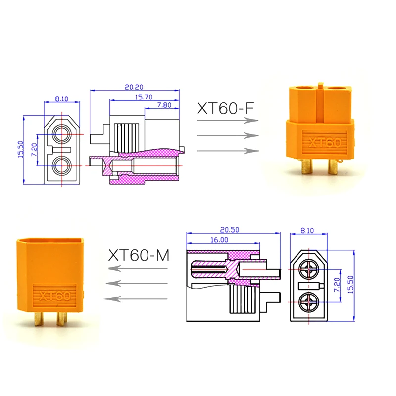 XT60 XT90 EC2 EC3 EC5 EC8 t plug battery connector kit male and female banana plugs for RC parts 2/5/10pair