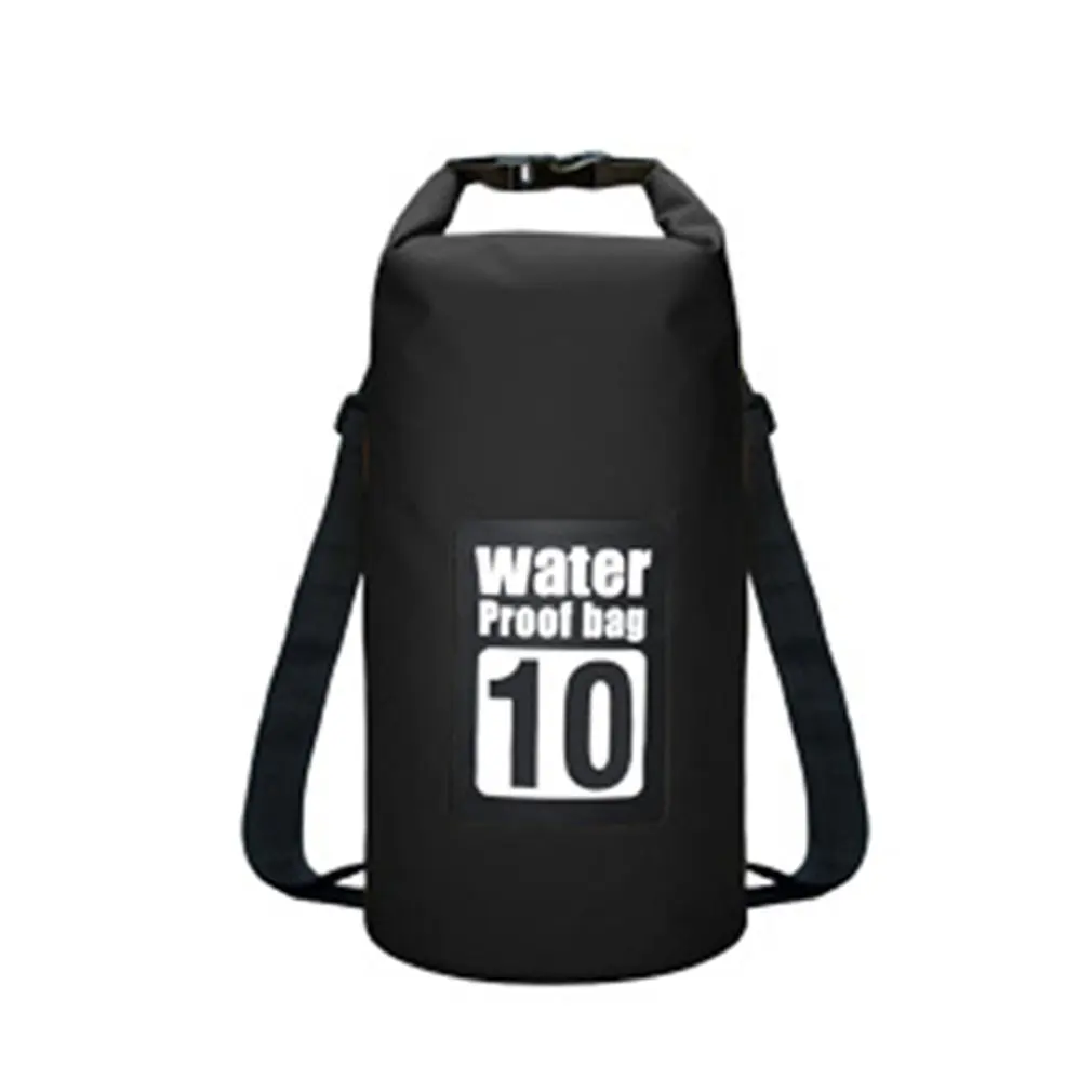 black 10L Водонепроницаемая сумка для плавания, рюкзак для сухого плавания, складная дорожная сумка для хранения, большая емкость для каноэ, рафтинга на каяке - Цвет: black 10L