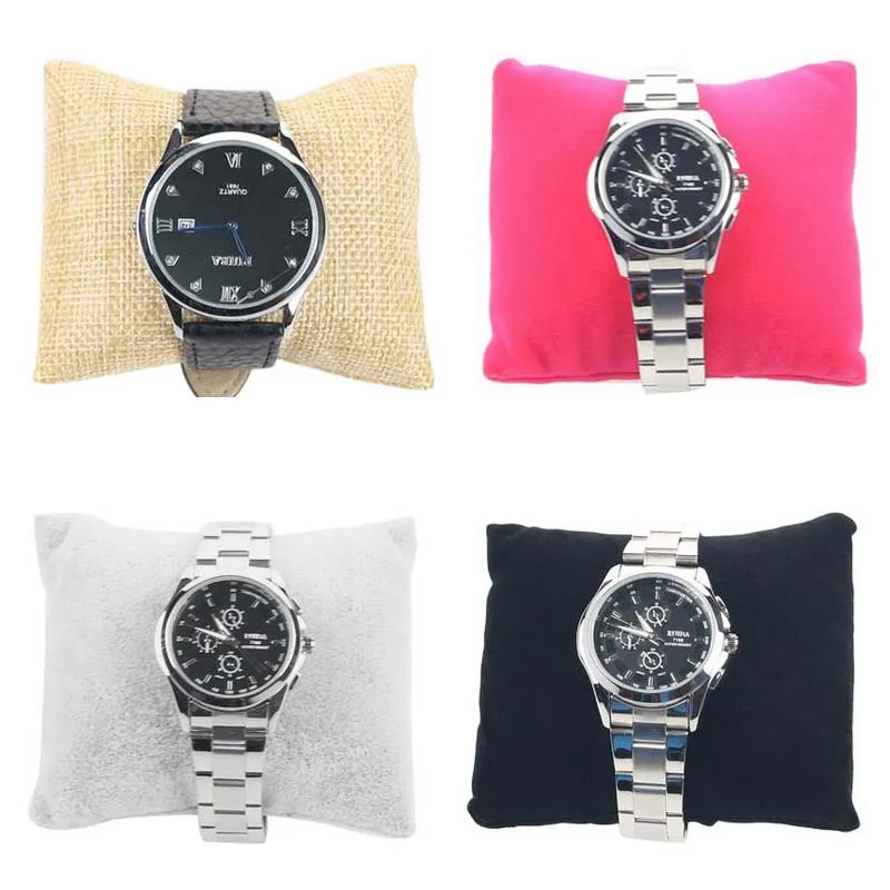 20pcs/Lot Small Linen Velvet Bracelet Waist Watch Pillow Shape Holder Jewelry Display Jewellery Show Factory Wholesale Price