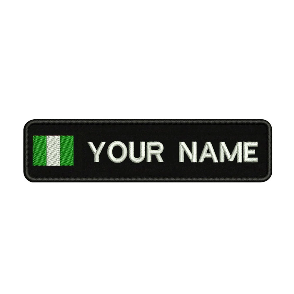 Вышивка на заказ нигерийский флаг имя или заплатка с текстом 10 см* 2,5 см значок Утюг на или липучке Подложка для одежды брюки рюкзак шляпа