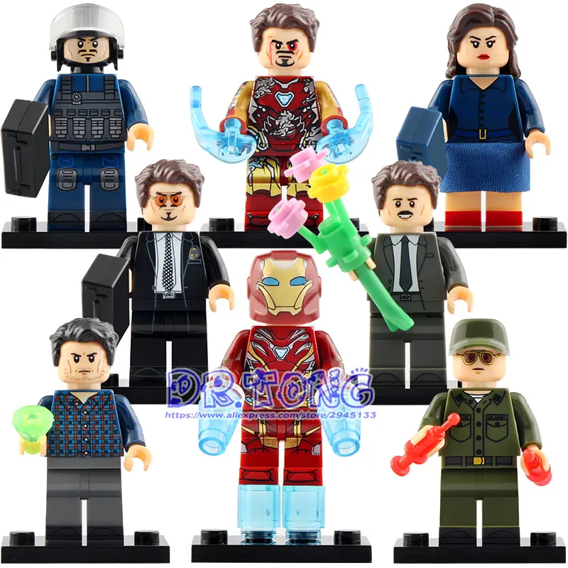 

50PCS X0264 Super Heroe Building Blocks Iron Man Robert Bruce Banner Howard Stark Pepper Bricks Figures Collection For Kids Toys