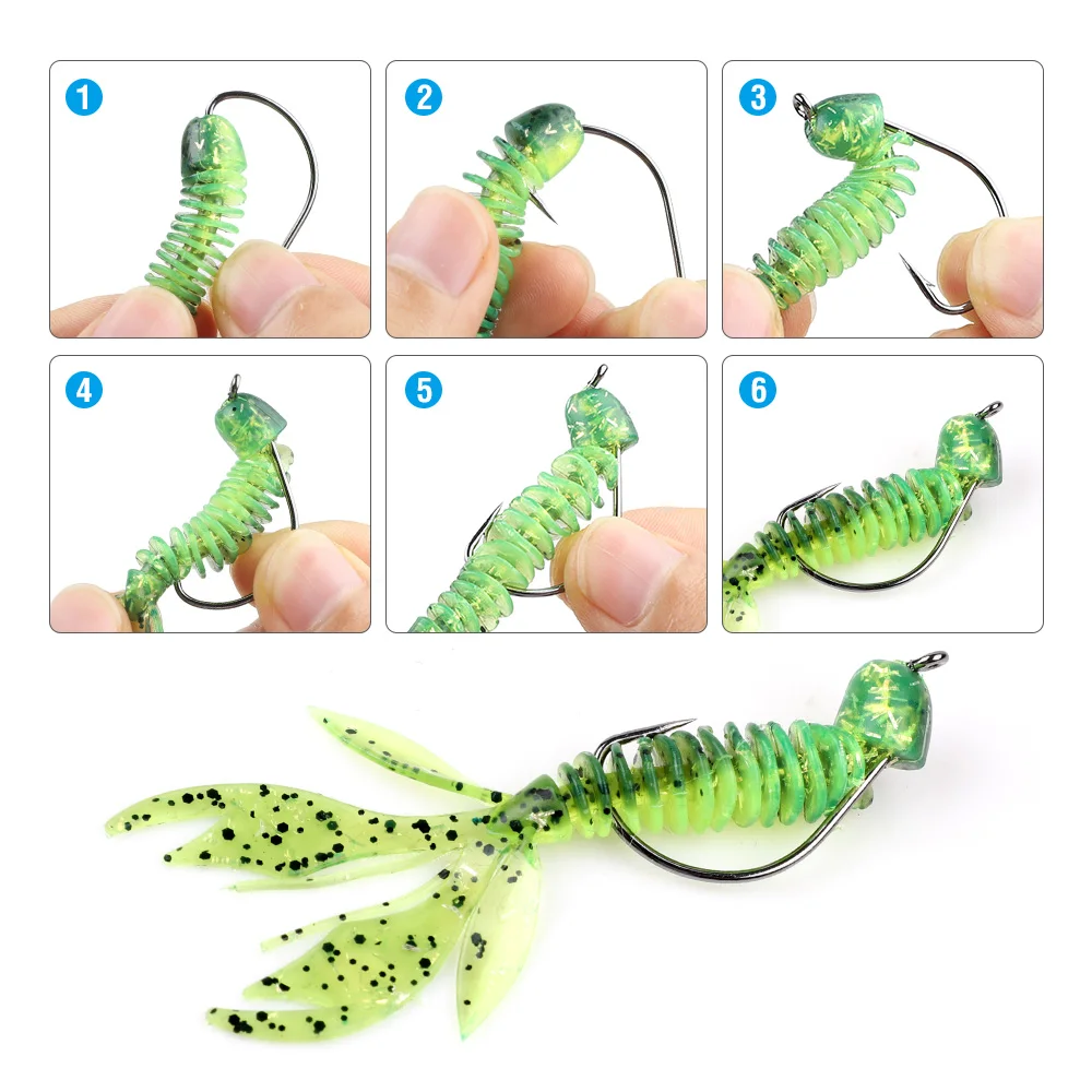 DONQL 20Pcs Soft Fishing Lure Artificial Rubber Worm Bait 2.4g 75mm Silicone Jig Wobbler Swimbait 10pc Fishhook Lure accessories001 (7)