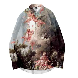 2021 Hot Sale Angel Cupid Men's Clothing Casual Fashion Printed Shirt Single-Breasted Cardigan Long Sleeve Shirt Men Dropship