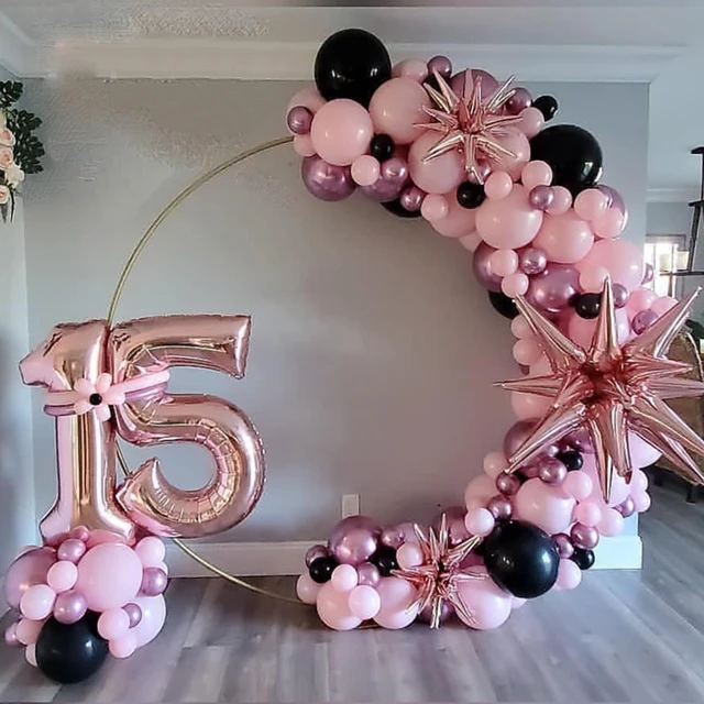 Guirxiété de Ballons en Latex à l'Hélium pour Fille, Rose, Noir, Aluminium,  Décoration de ixd'Anniversaire, 120 Pièces - AliExpress