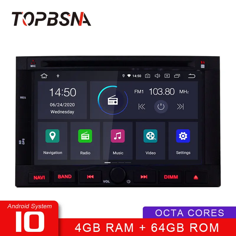 Автомобильный мультимедийный плеер TOPBSNA Android 10 для Peugeot 3005 3008 5008 Partner Berlingo WIFI GPS