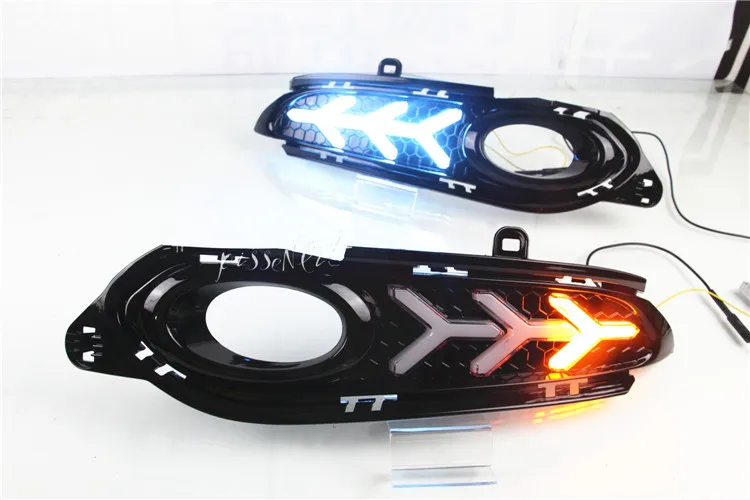Подходит для Honda HRV HR-V VEZEL автомобиля DRL вождения Дневной ходовой светильник DRL с мигающим желтым поворотом противотуманная лампа реле Дневной светильник