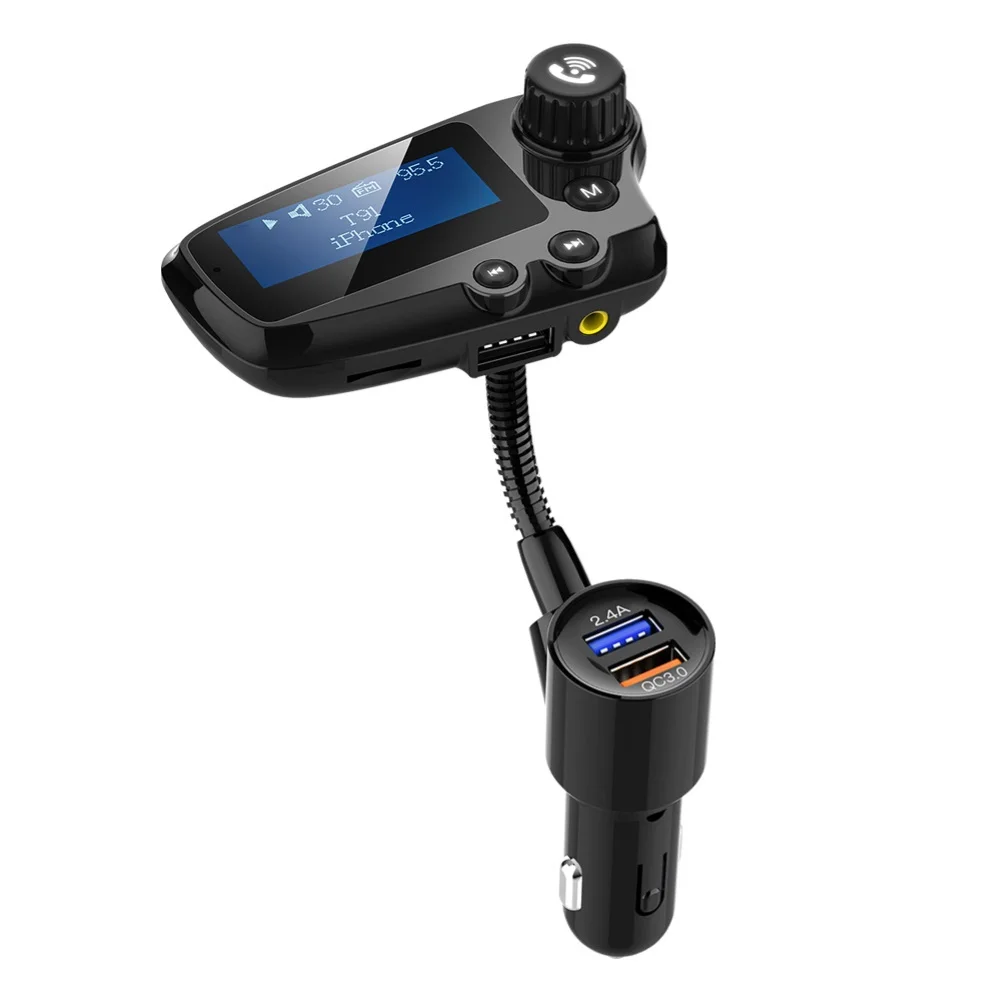 T91 большой экран Bluetooth Handsfree fm-передатчик MP3-плеер QC3.0 USB зарядное устройство