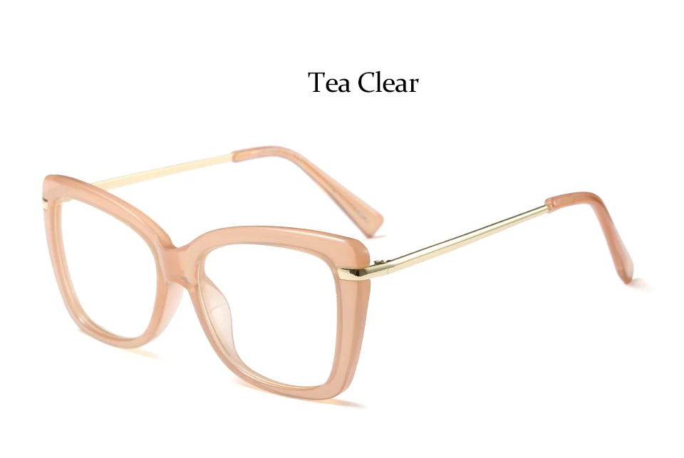 Tea Clear Женские оправы для очков, Квадратные прозрачные очки, винтажные прозрачные линзы, женские модные трендовые оправы для очков для женщин oculos - Цвет оправы: Tea Clear