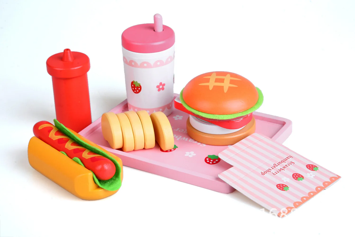 Новые продукты деревянная гамбургерская игрушка клубника имитация бургер хот-дог группа детей игровой дом кухня деревянные игрушки