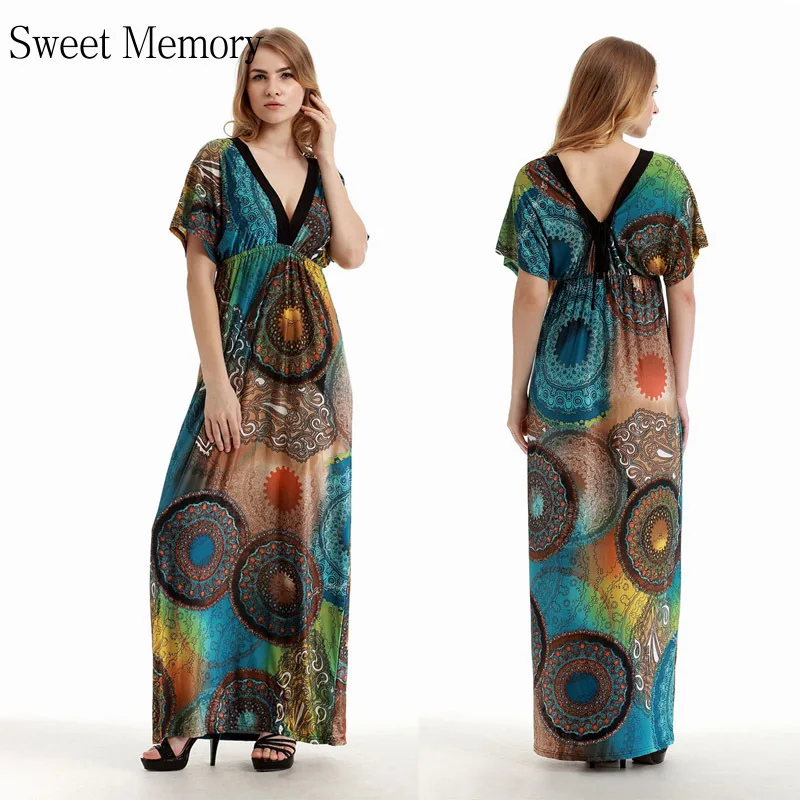

O59915 Sweet Memory M-7XL Plus Size Elegant Women Long Dresses Soft Fabric Party Gowns