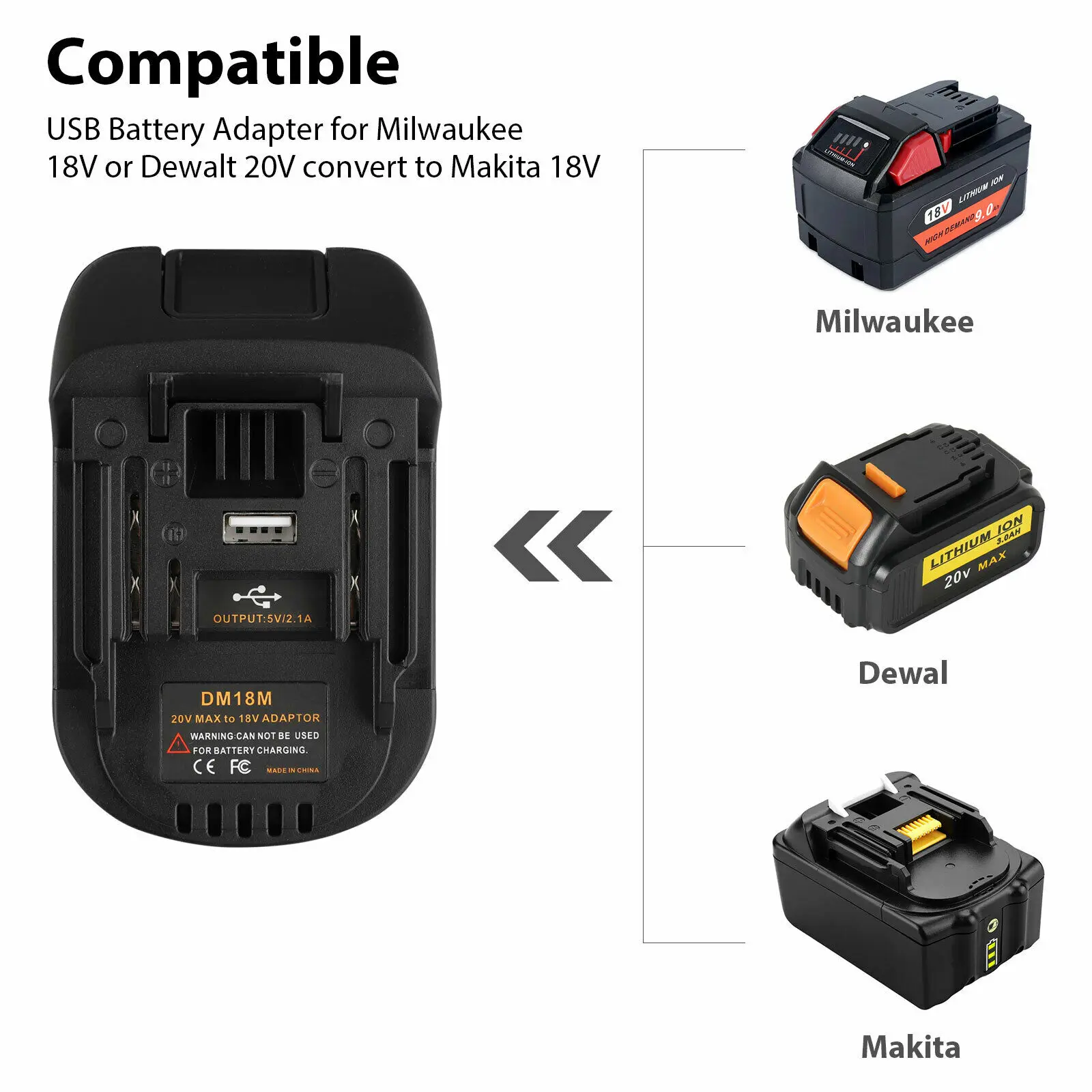 DM18M ABS батарея адаптер для Milwakee 20 В батарея конвертер в Makita 18 в инструмент