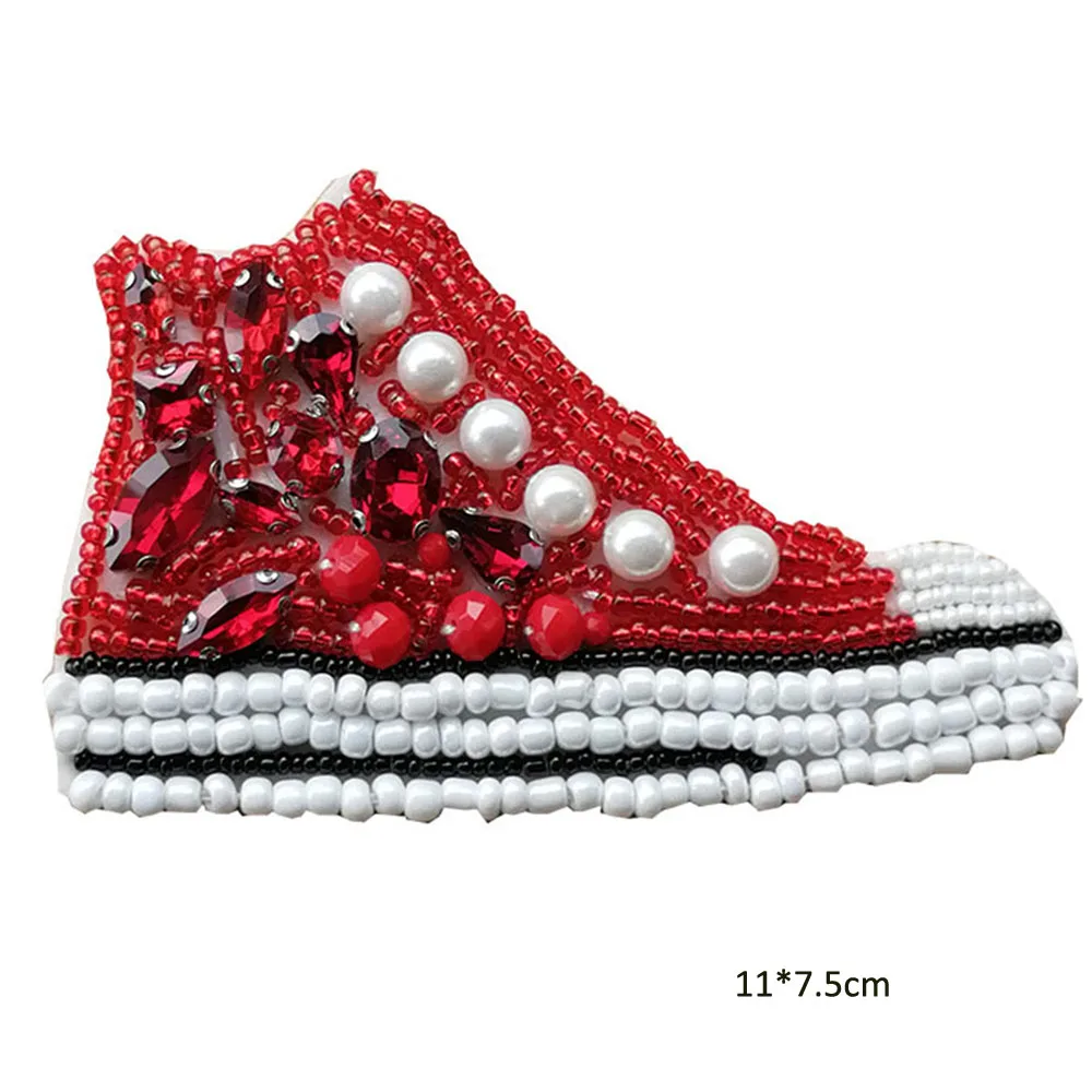 shoe 1 шт. нашивки с вышивкой в виде сердца и бисером для одежды, вышитые стразами, Цветочные аппликации, декоративные нашивки - Цвет: shoe
