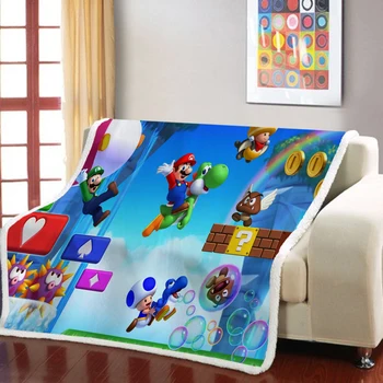 

New Super Mario Blanket Square Blanket 3D Cartoon Game Printed Blanket Sheets for Children and Girls Blankets