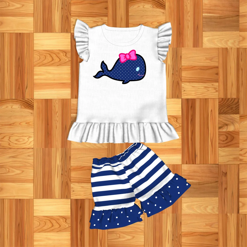 

Baby Girl Suit Clothes Newborn Infant Sets Baby Girls Clothes Outfit Blue whale Summer Spring Toddler set Children Outfits