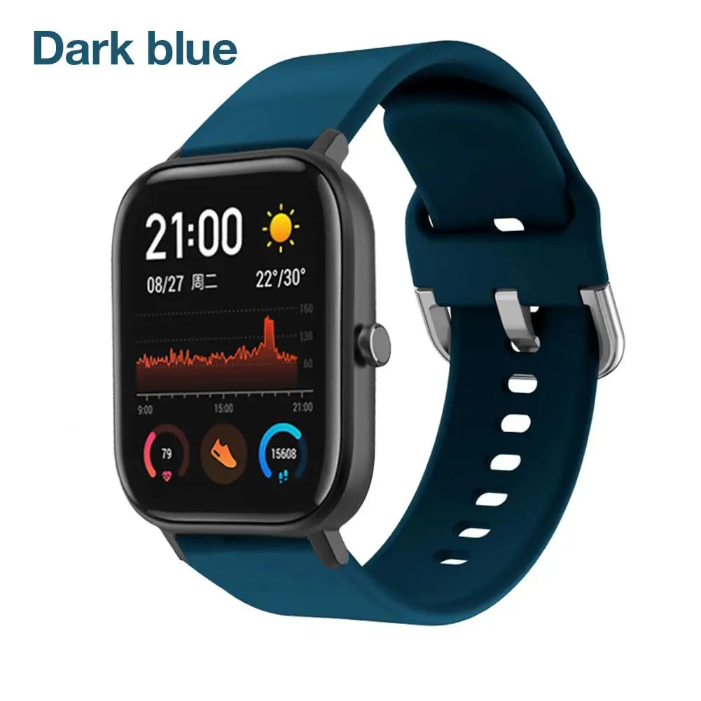 Dark Blue Силиконовые спортивные часы полосы для Huami Amazfit GTS часы сменные браслеты ремни браслет аксессуар - Цвет: Dark Blue