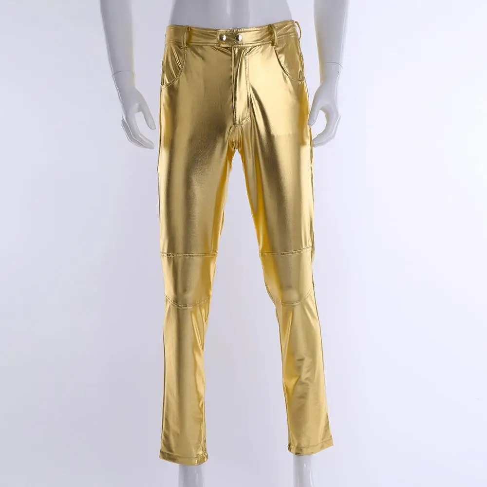 FEESHOW/мужские длинные брюки из латекса мужские искусственной кожи для мальчиков