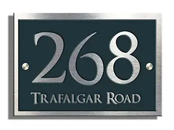

House number 200x140mm Trafalgar Anthracite Grey Designer House Number Plaque Door sign