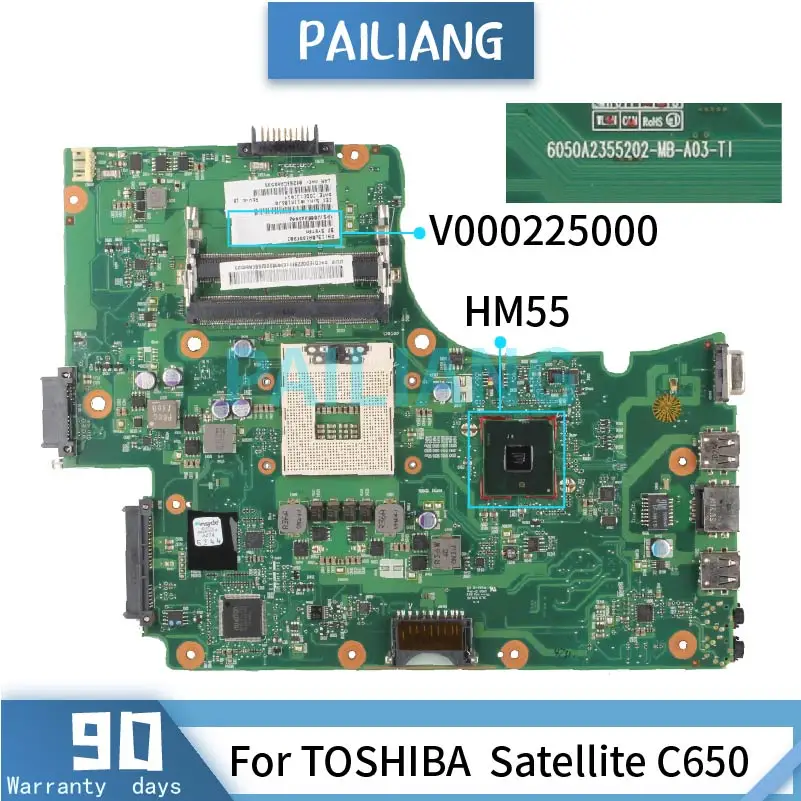 para Toshiba Satellite C650 Mainboard 6050a2355202-mb-a03-t1 Hm55 Placa-mãe do Portátil Ddr3 Testado ok V000225000 Placa-mãe para notebook - Imagem 2