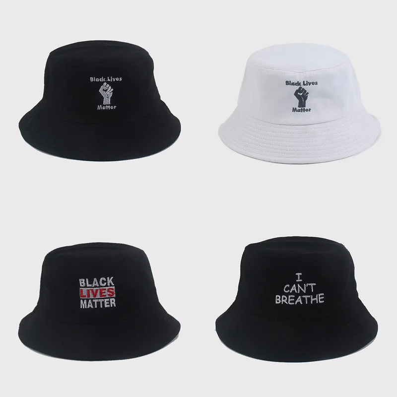 

2020 New I CAN'TBREATHE Letters Bucket Hat Hiking Climbing Hunting Fishing Outdoor Protection Caps Men's Women's Summer Sun Hat