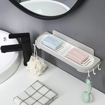 

Punch Free Soap Box Wall Mount Soap Box Drain Creative Storage Shelf Organizer Shelf Bathroom Bathroom Rack