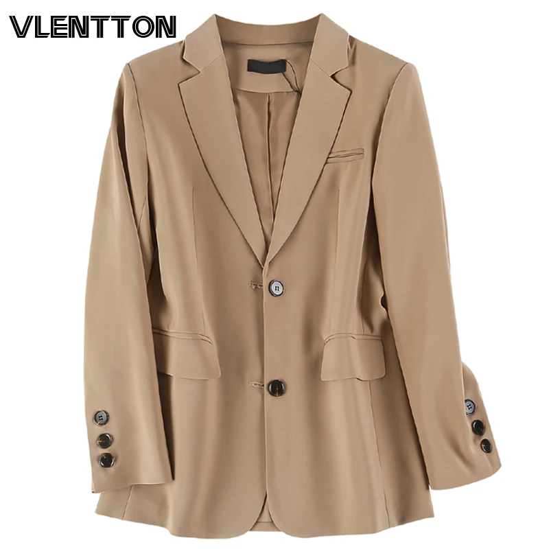 

2020 Spring Autumn Vintage Blazers Jackets Women Chic Pocket Solid Casual Loose Korean Suit Coat Female Tops Office Blazer Mujer
