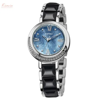

NO.2 Brand Women Imitation Ceramic Watches Luxury Ladies Bracelet Quartz Watch Female Big Dial Crystal Waterproof Wristwatches