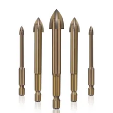 

5Pcs 3/4/5/6/7mm Cross Hex Shank Drill Bits Set Multifunctional Drill Bit For Concrete Glass Ceramic Tile Wood Metal Drilling