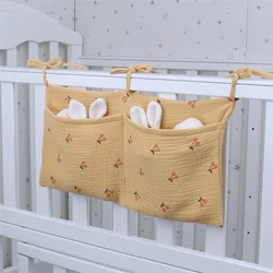 Impressão a cores sólidas algodão cama do bebê pendurado saco de armazenamento fralda almofada infantil assento de transporte volta bolso conjunto de cama acessórios