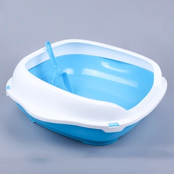 

2020 Semi-closed Pet Cat Litter Box Spill Resistant Tray Toilet Potty with Shovel Plastic Cat Toilet litter box cat