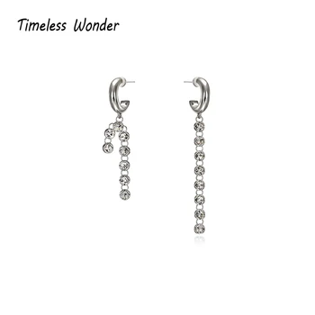 

Timeless Wonder Asymmetric Zirconia Tassel Drop Earrings Women Jewelry Goth Cocktail Boho Top Runway Ins Trendy Rare Fancy 1287