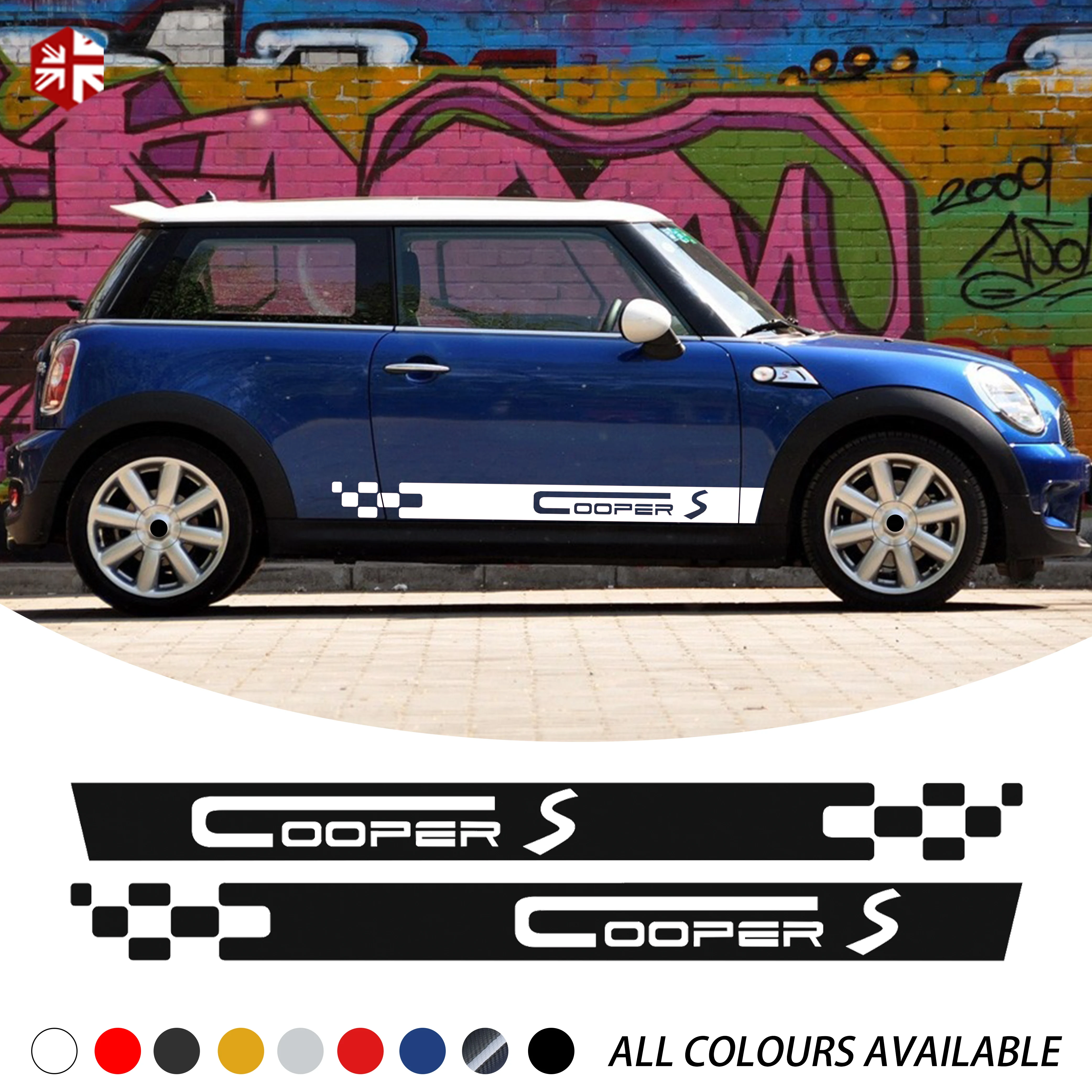 2 Pcs Car Door Side Stripes Sticker Racing Stripes Body Decor Vinyl Decal For MINI Cooper S R50 R52 R53 One JCW Accessories