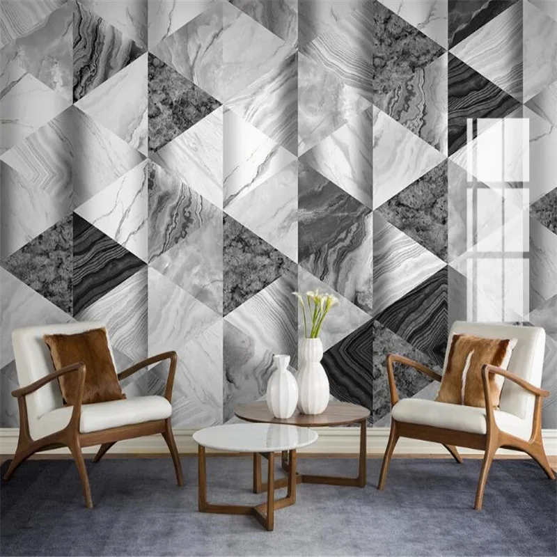 Large 3D wallpaper mural custom jazz white geometric marble 3D TV background wall tile mural