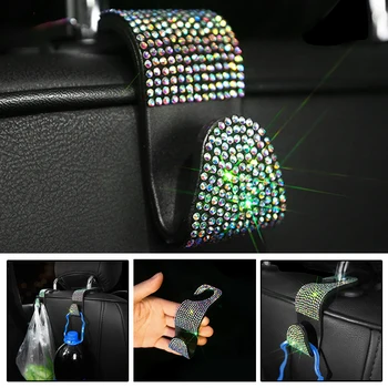 

1pcs Car hook Back Seat Shiny Bling Crystal Handbag Hanger Multifunctional