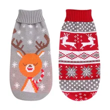 Теплый Вязаный рождественский свитер для собаки зимняя одежда с рисунком оленя Чихуахуа питомец Одежда для маленьких средних собак