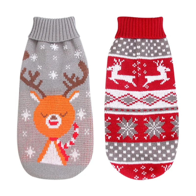 Warm Knitted Dog Christmas Sweater Winter Cartoon Reindeer Chihuahua Pet Clothes For Small Medium Dogs Clothing | Дом и сад