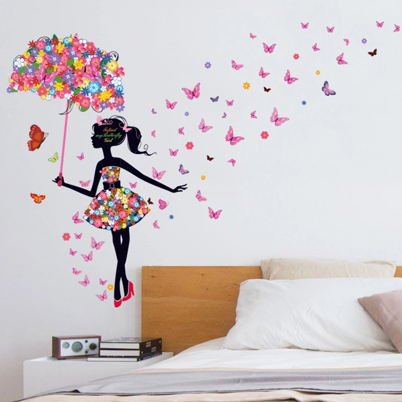 

Pretty Dancing Girl Wall Stickers for Girls Removable Vinyl Self-adhesive Sticker for Kids Room Wallpaper Decoration Home Decor