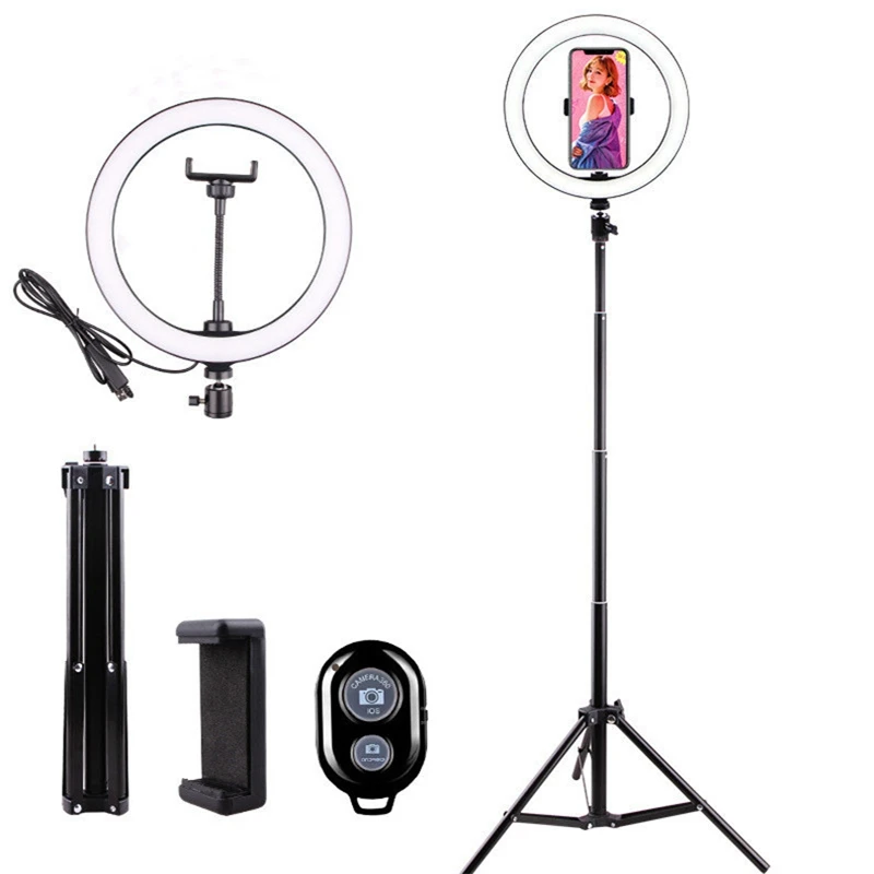 33cm Selfie LED Ring Light with 1.6m Tripod Stand for Live Streaming Makeup YouTube Video 13 Inch Dimmable Photography Lighting