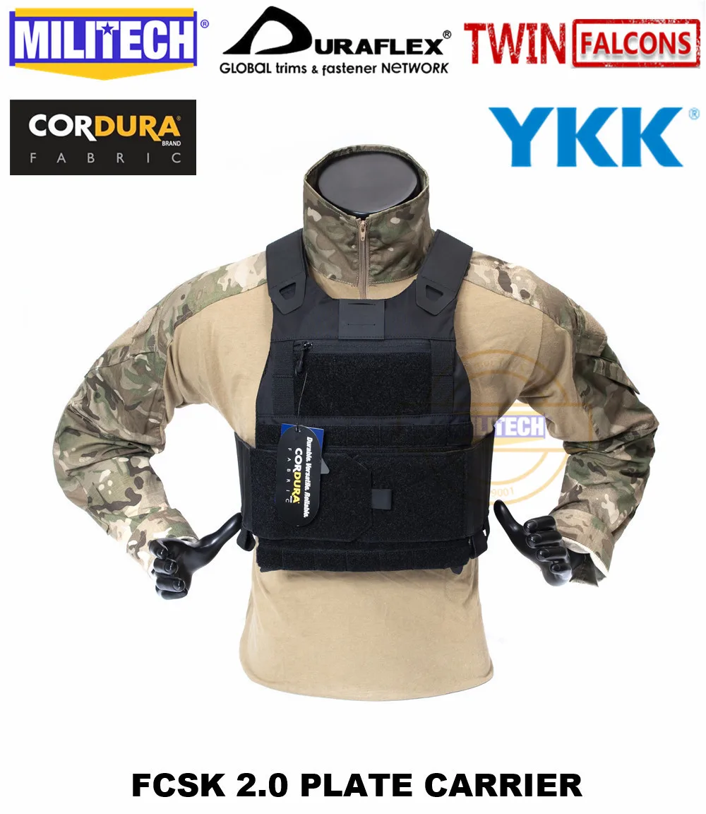 MILITECH TW FCSK 2,0 Advanced Slickster CQC Ferro Plate Carrier военный боевой штурмовой тактический жилет полицейский бронежилет - Цвет: Black