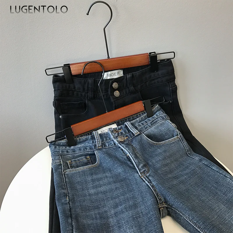 Lugentolo, женские джинсы, высокая талия, Осень-зима, вельветовые, теплые, на пуговицах, плотные, эластичные, повседневные, на молнии, поцарапанные, узкие брюки