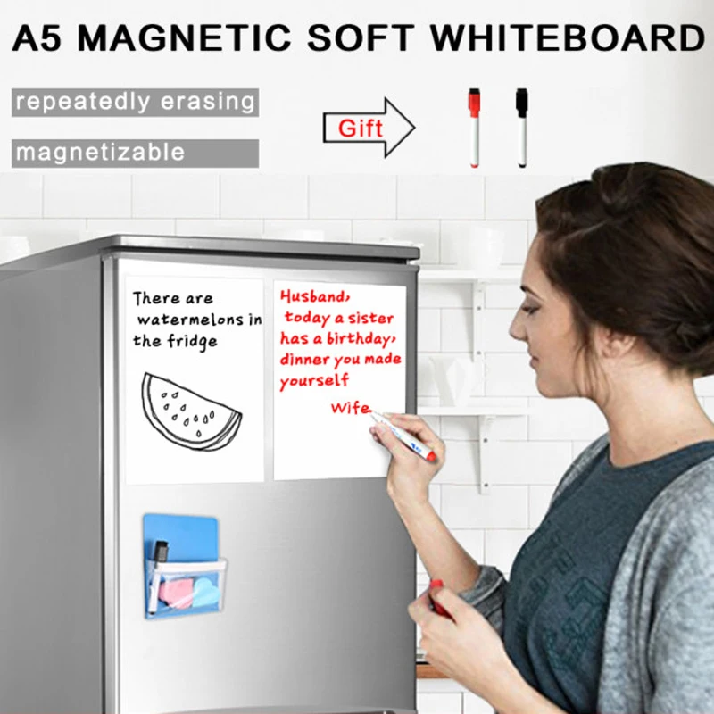 

A5 magnetic whiteboard Writing Record Board for school fridge magnet / office marker board / sticker with free gift 2Pcs/Lot
