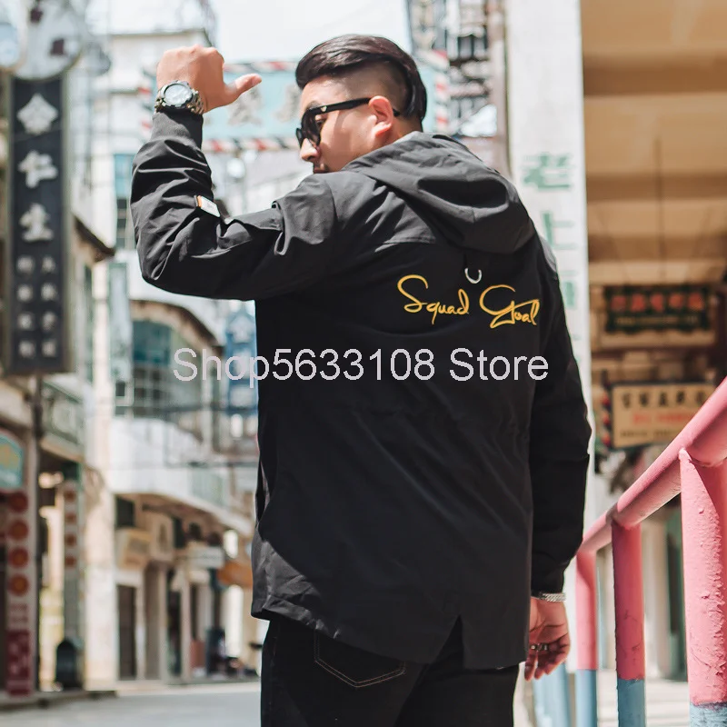 

F1545 Windbreaker Plus Fat Plus Tide Brand Trend Windbreaker Fat People Are Fat Male Autumn Coat