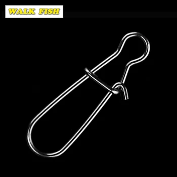 

WALK FISH 50PCS/Lot Hooked Snap Pin Stainless Steel Fishing Barrel Swivel Safety Snaps Hook Lure Accessories Connector Snap