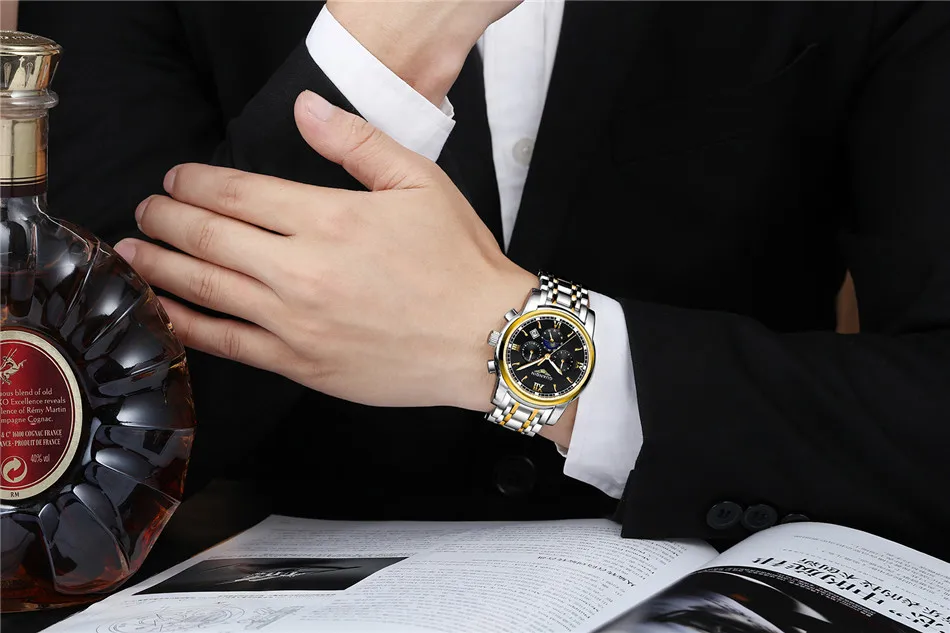 GUANQIN бренд automatic Tourbillon часы роскошная мужская одежда для бизнеса механические наручные часы из нержавеющей стали золотые эксклюзивные мужские часы