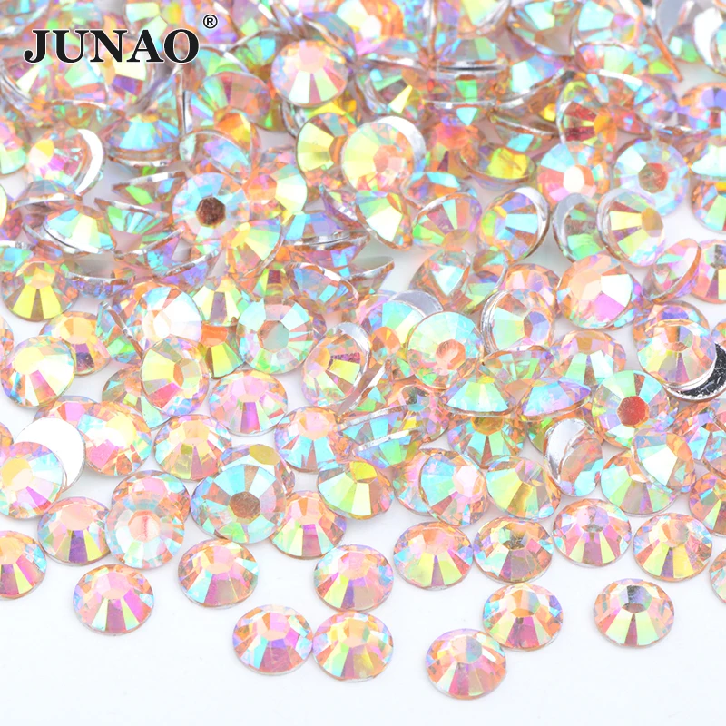 

JUNAO Wholesale Bulk 2 3 4 5 6mm Light Peach AB Round Crystal Rhinestones Flatback Nail Art Decoration Stones Non Hot Fix Strass