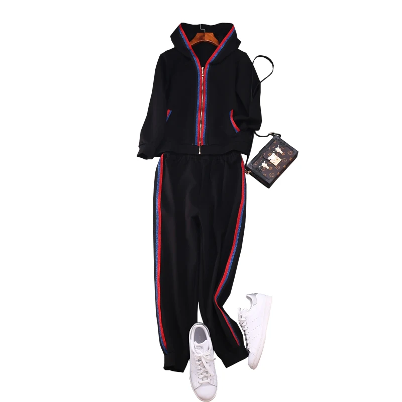 

Women Brand new high quality sweat suit casual hooded sweatshirt + casual pants 2pieces set comfortable leisure suit A801