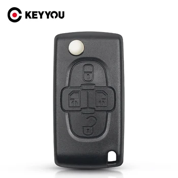 KEYYOU 10pcs 4 Buttton per Peugeot 1007 per Citroen C8 Car Key Shell Flip Floding Fob Remote Key Case CE0523/CE0536 HCA/HU83 VA2